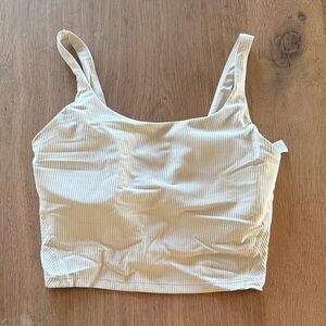 Powersoft White Ribbed Tank Top (M) Cream